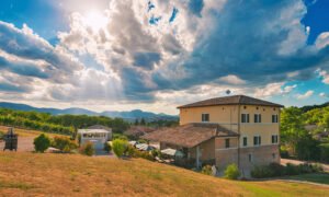 Historic boutique hotel estate in the hills of Matelica, Le Marche – restored monastery with restaurant, church and olive grove – Italian Hillside real estate